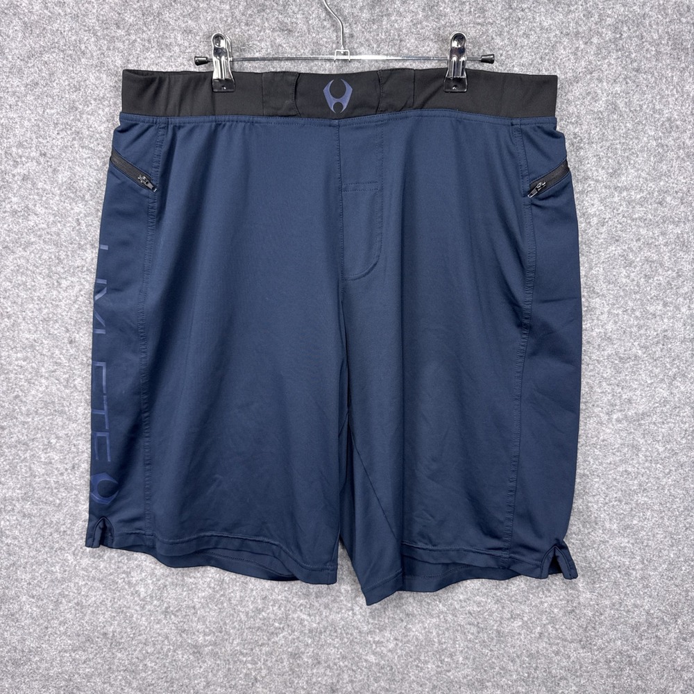 Hylete Athletic Training Shorts XL Regular Navy Blue Spandex Zipper Pockets